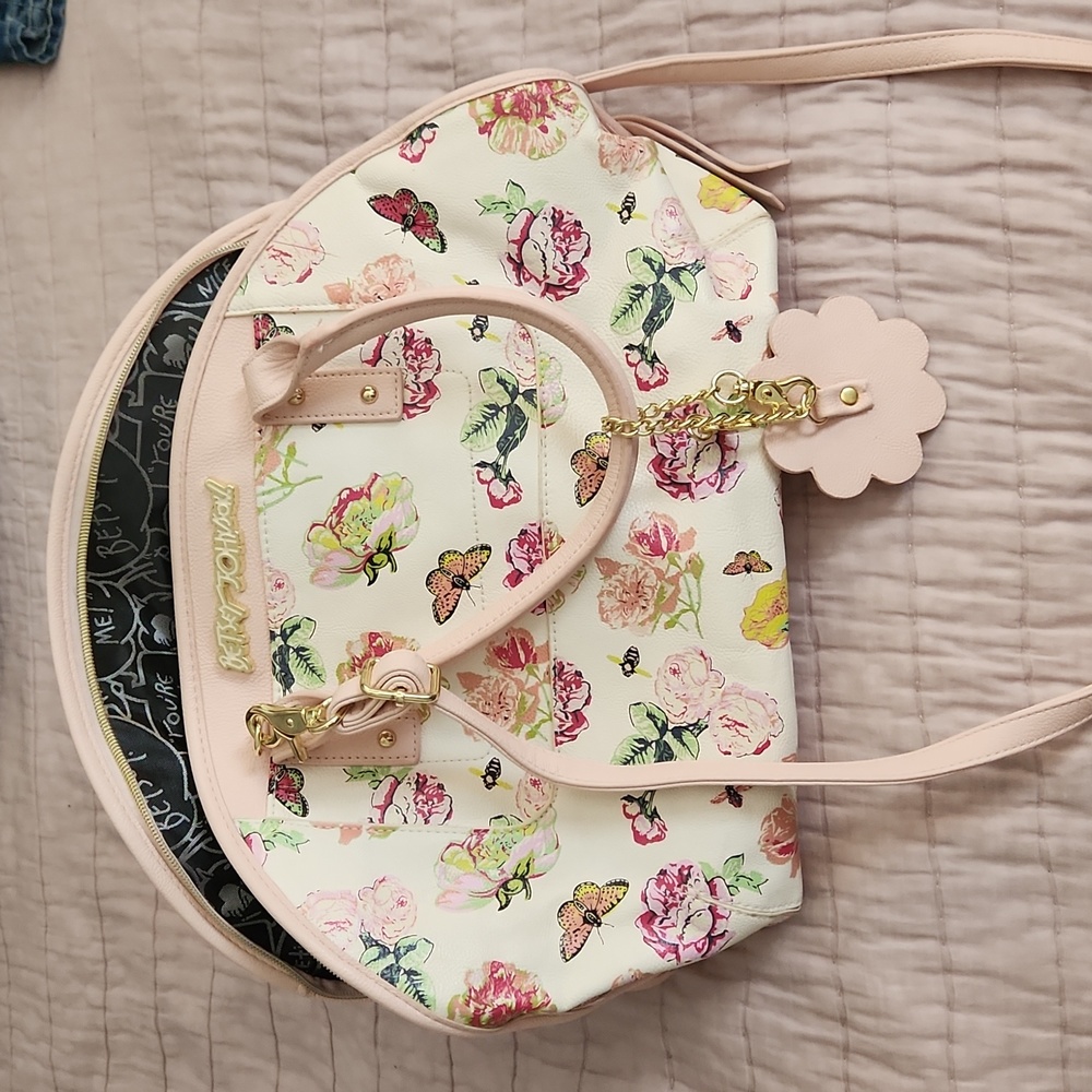 Betsey Johnson purse, Spring floral with butterflies